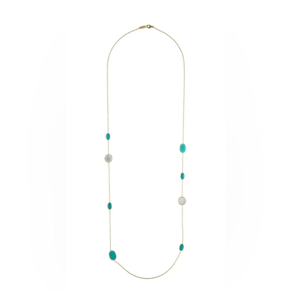 Ippolita 18k YG Mother of Pearl & Amazonite Necklace- 12 grams - Picture 3 of 6